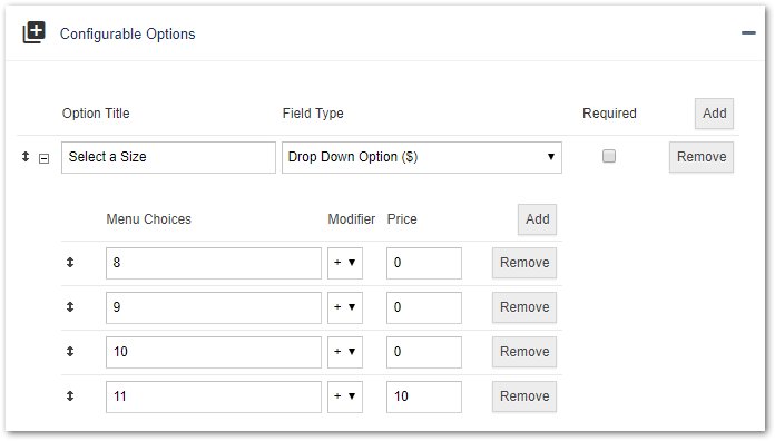 Drop Down Option ($)